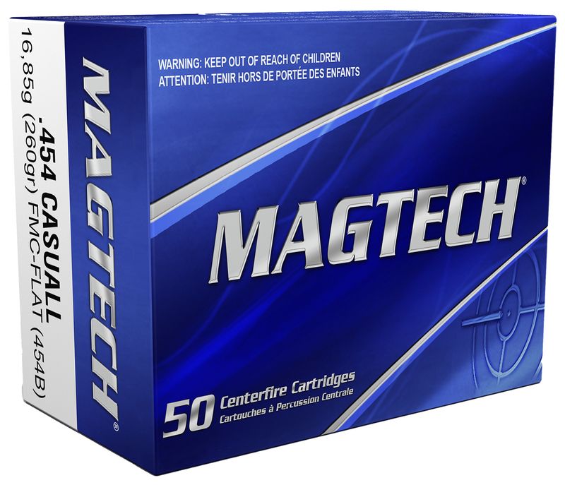 Magtech Sport HuntingPistol Ammunition 454B, 454 Casull, Full Metal Jacket (FMJ), 260 GR, 1800 fps, 20 Rd/bx