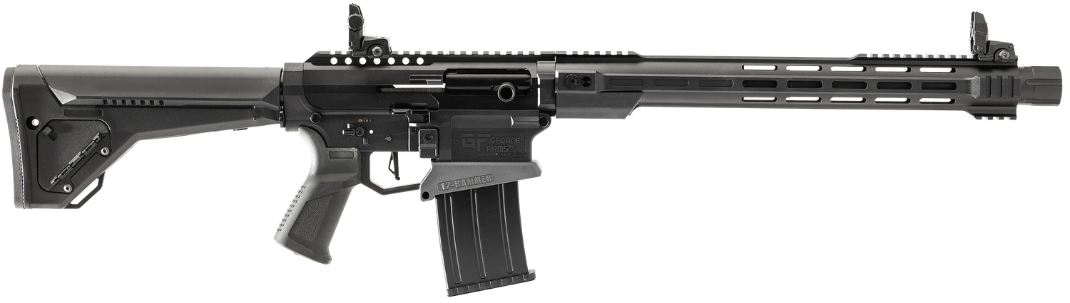 Gforce Arms MKX3 12-Hammer Shotgun GF12HMRB, 12 Gauge, 18.5", 3" Chmbr, Black Steel Barrel, Black Anodized Aluminum Receiver, Fixed Synthetic Stock