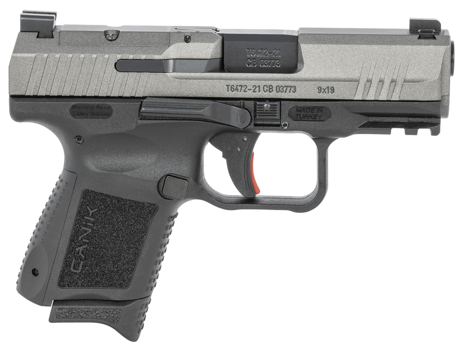 Canik TP9 Elite Sub-Compact Pistol HG6597TN, 9mm, 3.60", Black Polymer Grips, Tungsten Gray Slide, Optic Ready, 12 Rds