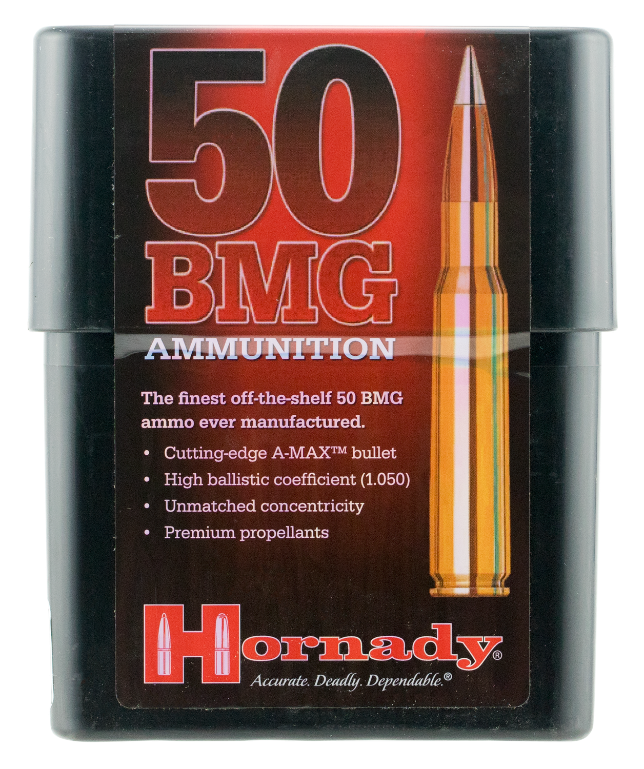 Hornady Match Ammunition 8270, 50 BMG, AMAX Match, 750 GR, 2815 fps, 10 Rd/bx