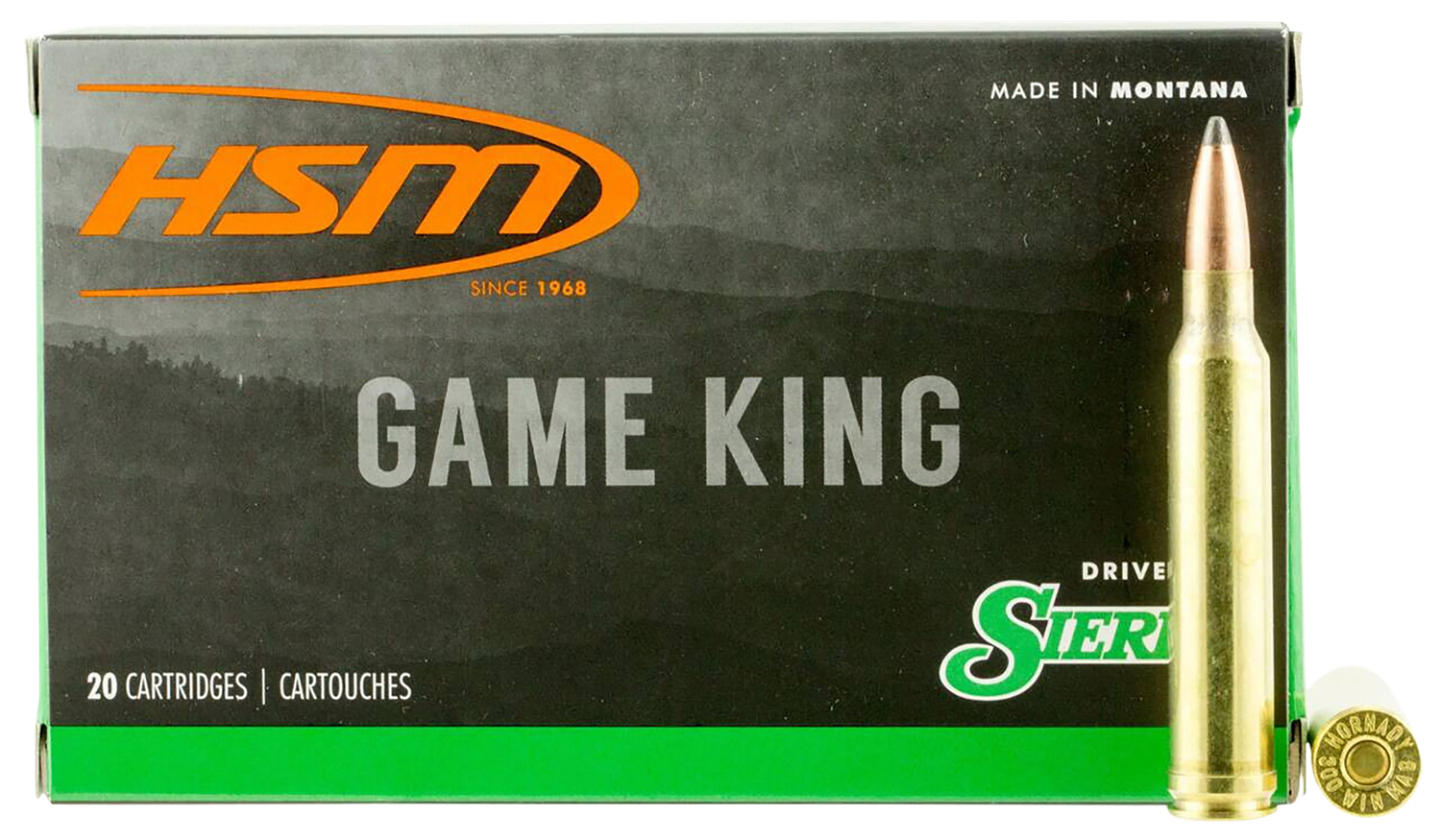 HSM Rifle Ammunition 300SAUM14N, 300 SAUM, SBT Game King, 180 gr, 20 Rd/Bx