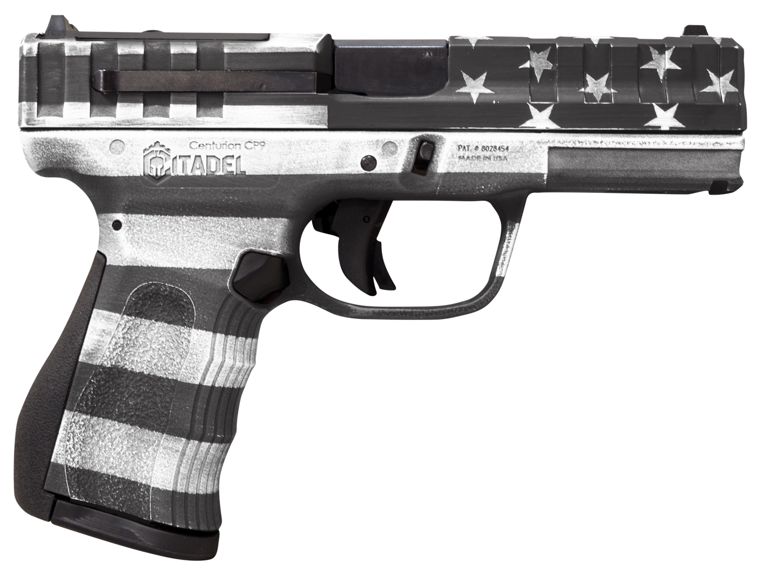 Puma Rifles Centurion Optic Ready Pistol CITCP9USGCAN, 9mm Luger, 4in, Polymer Frame & Grips, American Flag Gray Cerakote Finish, 14 Rds