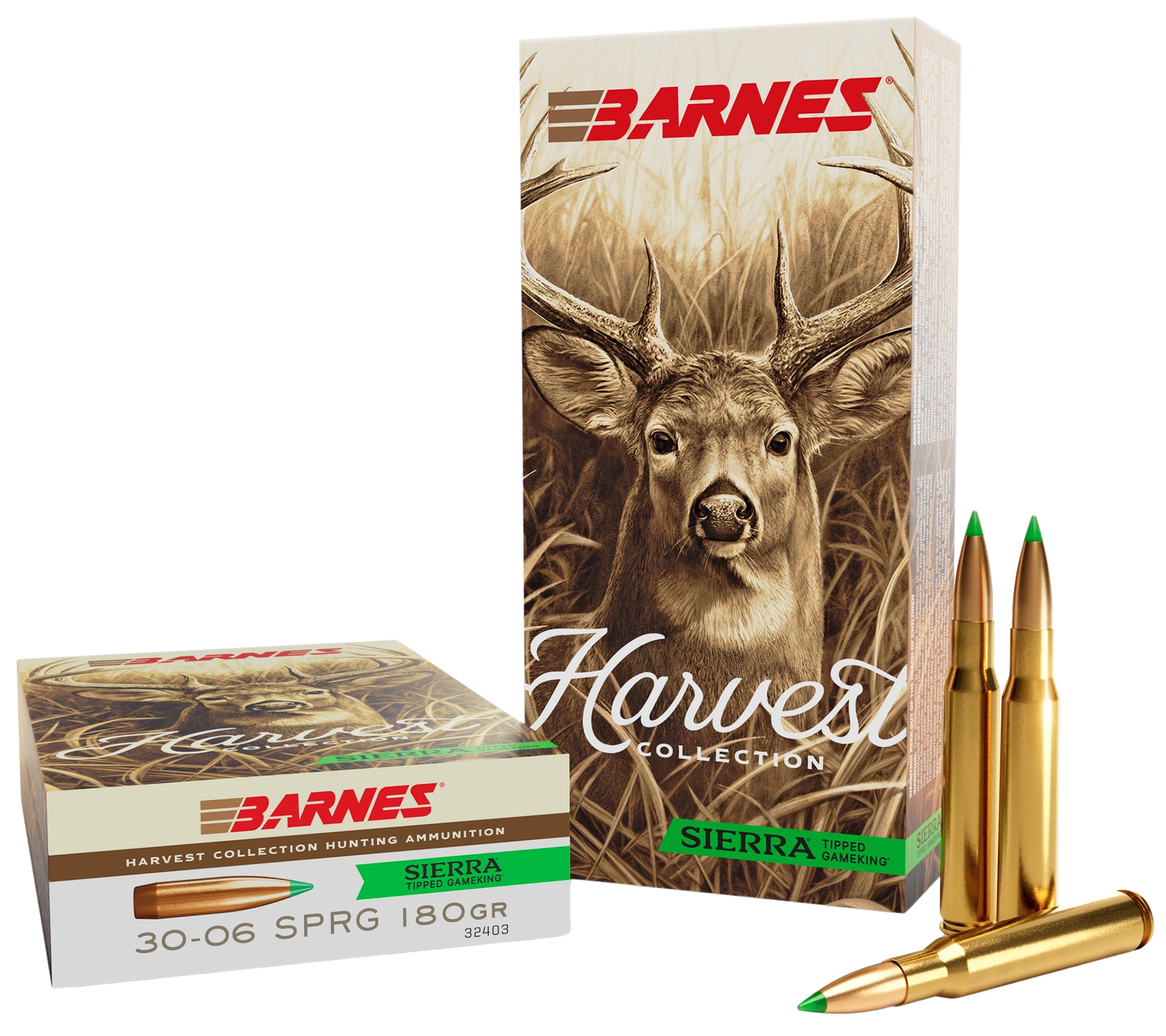 Barnes Harvest Rifle Ammunition 32403, 30-06 Springfield, Sierra Tipped GameKing, 180 gr, 20 Rd/Bx