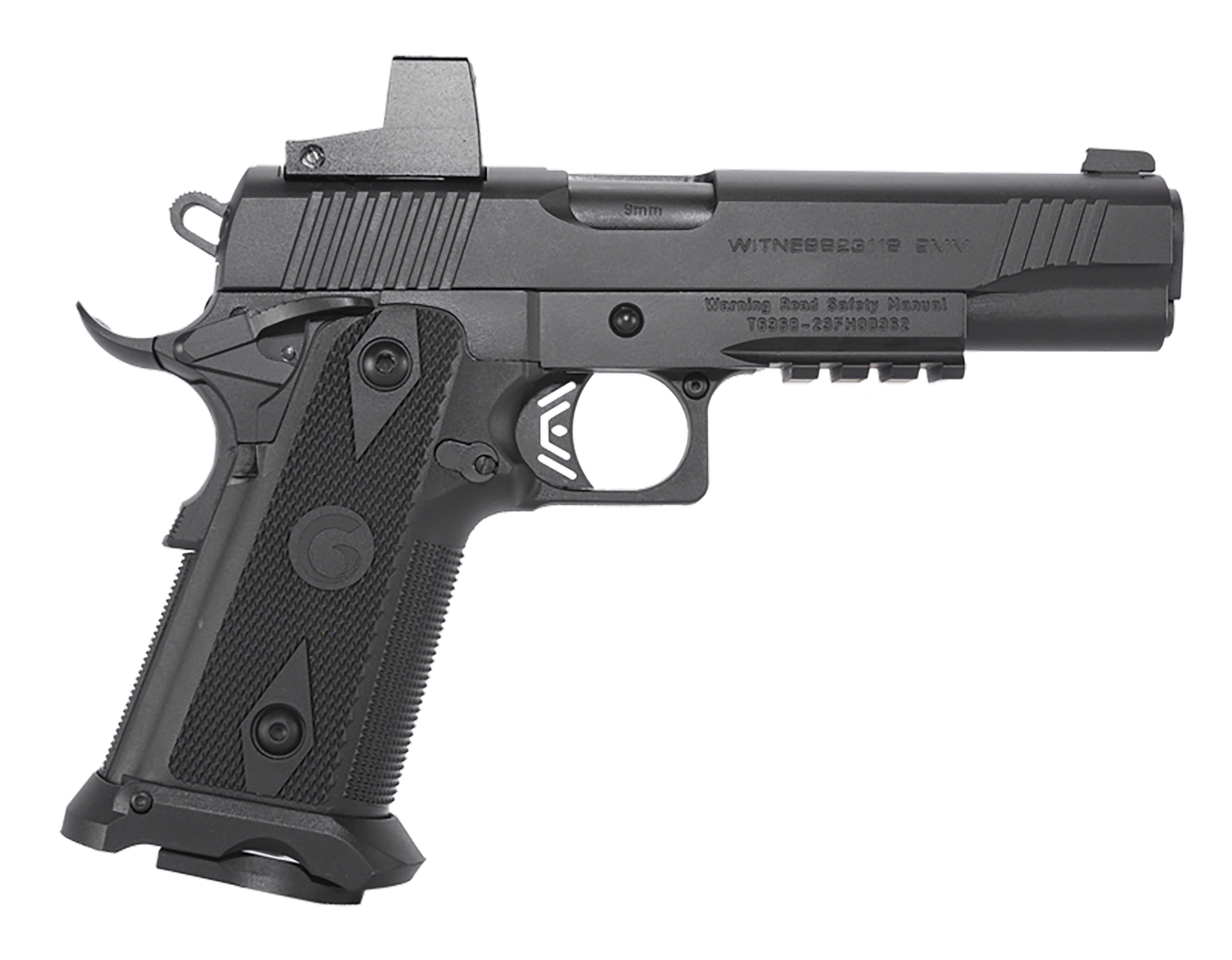 EAA Girsan Witness2311 Pistol 395020, 9mm, 5in, Black Checkered Polymer Grips, Black Finish, Optic Included, 17 Rds