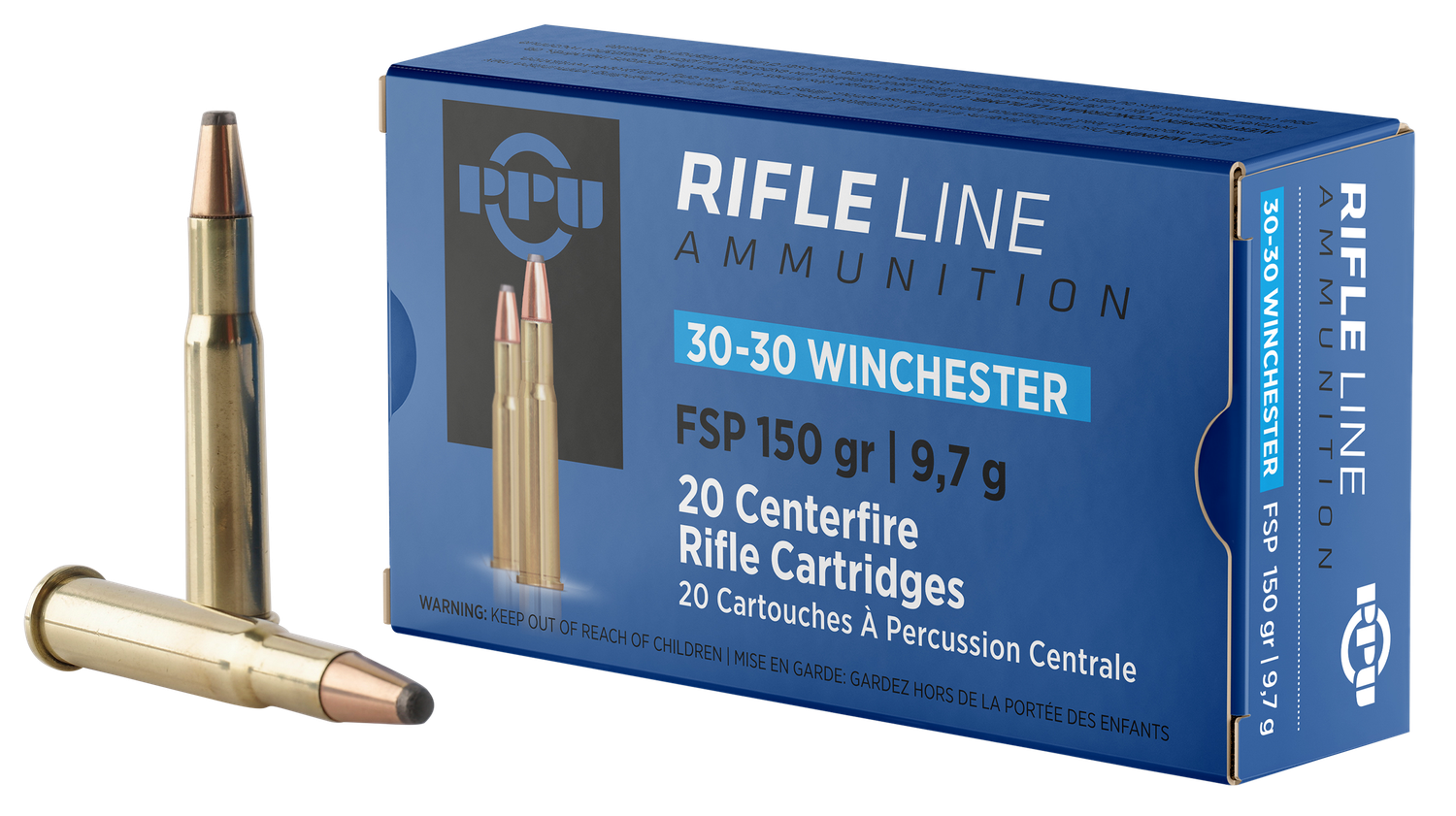 Prvi Partizan Rifle Ammunition PP30301, 30-30 Win, Flat Soft Point, 150 gr, 2390 fps, 20 Rd/Bx