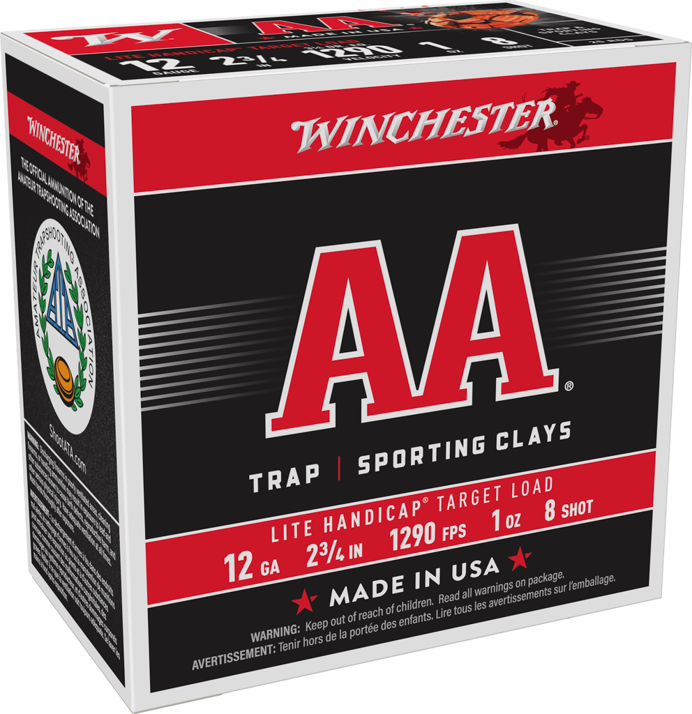 Winchester AA Target Lite Handicap AAHLA128, 12 Gauge, 2-3/4", 1 oz, 1290 fps, #8 Lead Shot, 25 Rds/Bx