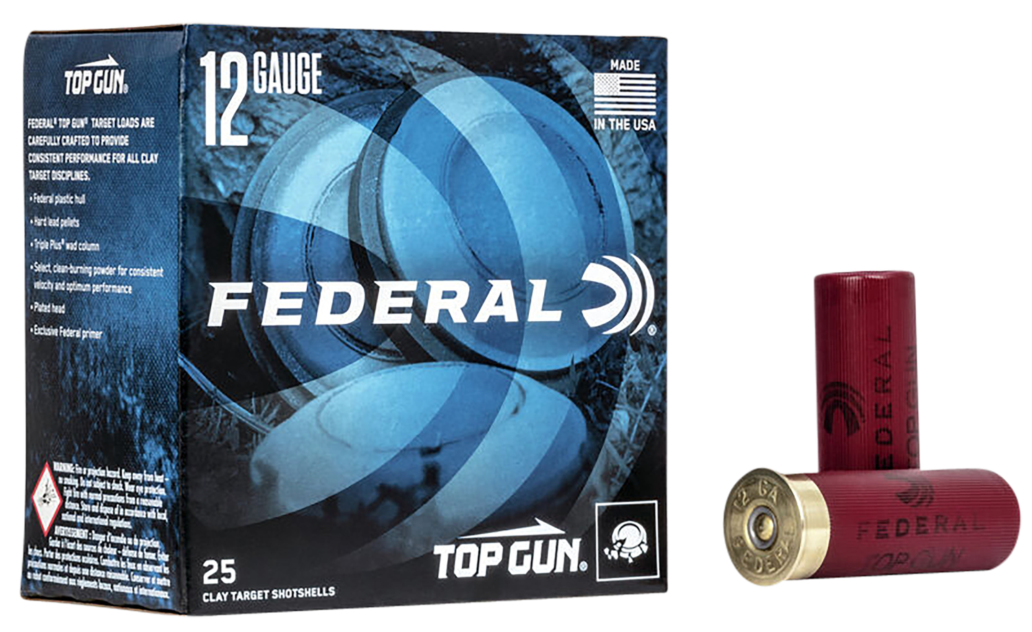 Federal Premium Top Gun Target Shotshells TGL128, 12 Gauge, 2-3/4", 1-1/8 oz, 1145 fps, #8 Lead Shot, 25 Rds/Bx