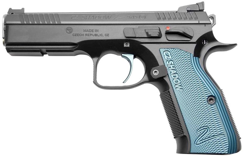 CZ-USA Shadow 2 Pistol 91039, 9mm Luger, 4.89in, Black Checkered Aluminum Grips, Black Polycoat Finish, 17 Rds