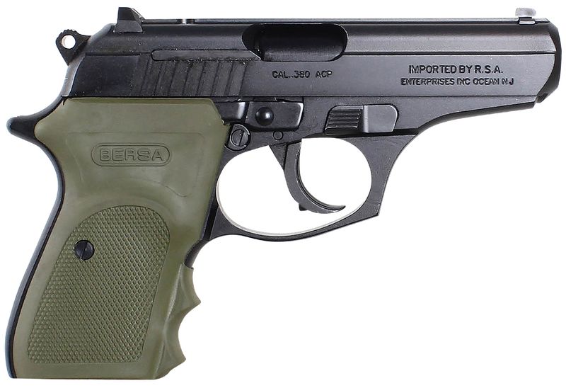 Bersa Thunder Combat Pistol T380MC, 380 ACP, 3.50in, Olive Wrap-Around Grips, Matte Black Finish, 8 Rds