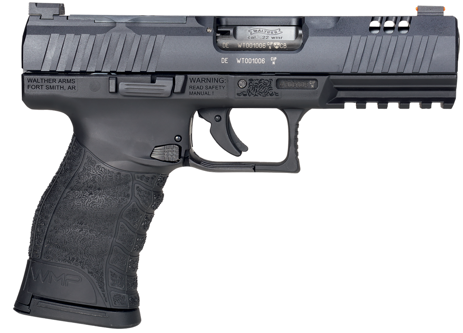 Walther WMP Optic Ready Rimfire Pistol 5220300, 22 WMR, Striker Fired, 4.50", Polymer Grip, Black Finish, 15 Rd