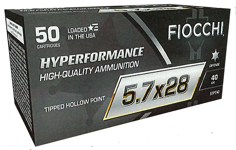 Fiocchi Hyperformance Pistol Ammunition 57PT40, 5.7x28mm, Tipped Hollow Point (THP), 40 GR, 50 Rds