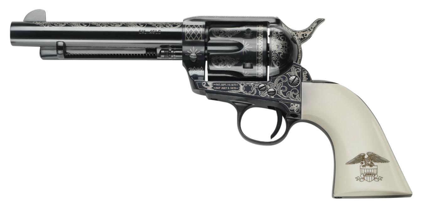 Pietta 1873 Great Western II Liberty Revolver GW45LLE434NMUI, 45 Colt (Long Colt), 4.75in, Ultra Ivory Grips, Steel Frame Finish, 6 Rds