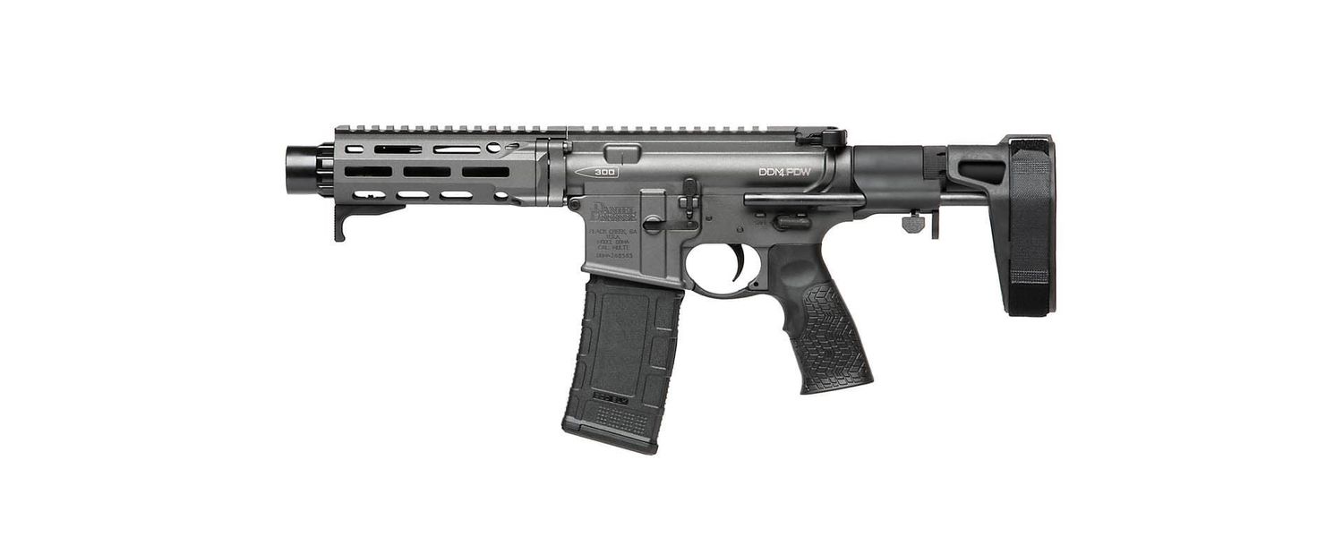 Daniel Defense DDM4 PDW Pistol Pistol 02-088-03260-047, 300 Blackout, 7in, Maxim Defense CQB Pistol Brace, 30 Rds