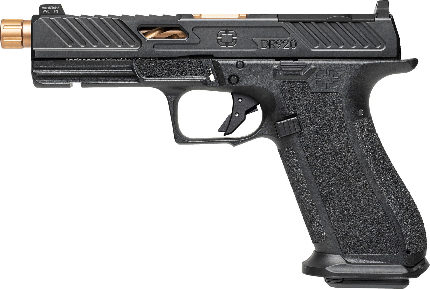 Shadow Systems DR920 Elite Optic Ready Pistol SS2009, 9mm Luger, 5in, Black Interchangeable Backstrap, Black Finish, 17 Rds