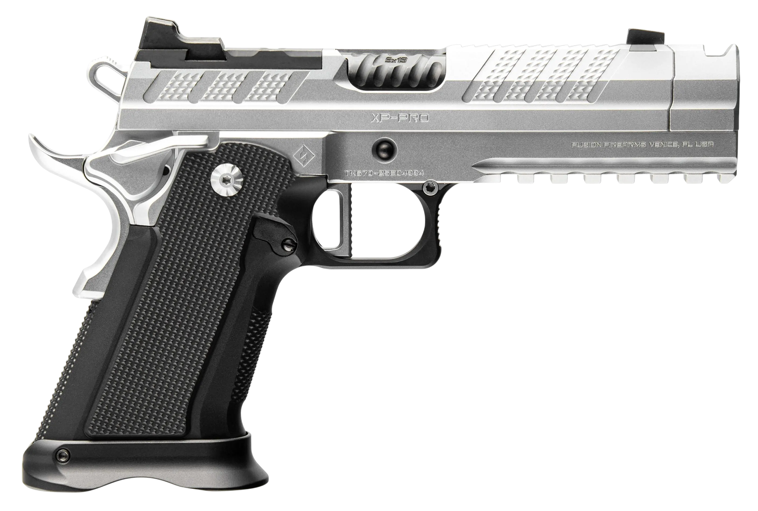 Fusion XP Pro Comp Optic Ready Pistol XPCOMP9C, 9mm Luger, 4.60in, Black Aluminum, Chrome Finish, 17 Rds