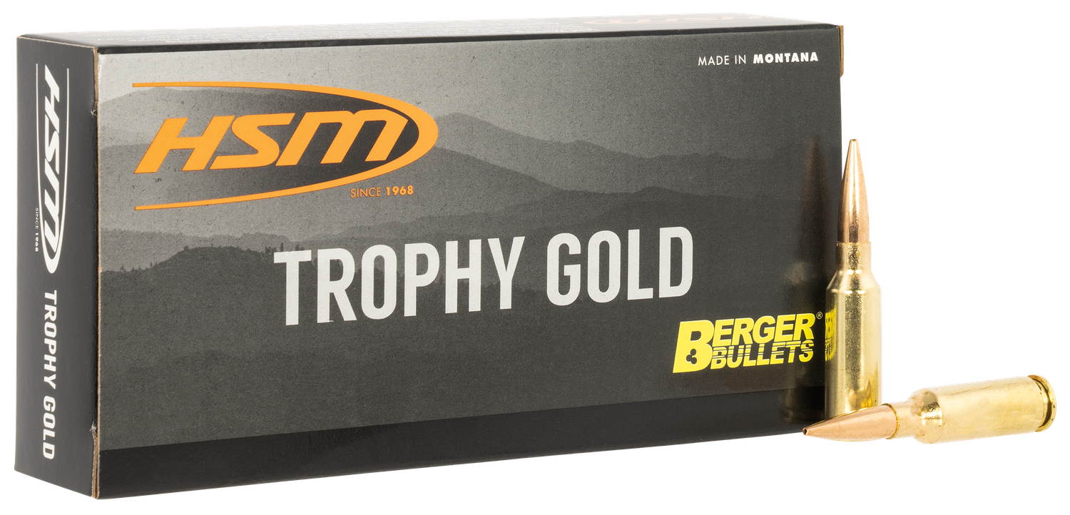 HSM Tophy Gold Rifle Ammunition 6ARC95VLD, 6mm ARC, Berger VLD, 95 gr, 20 Rd/Bx