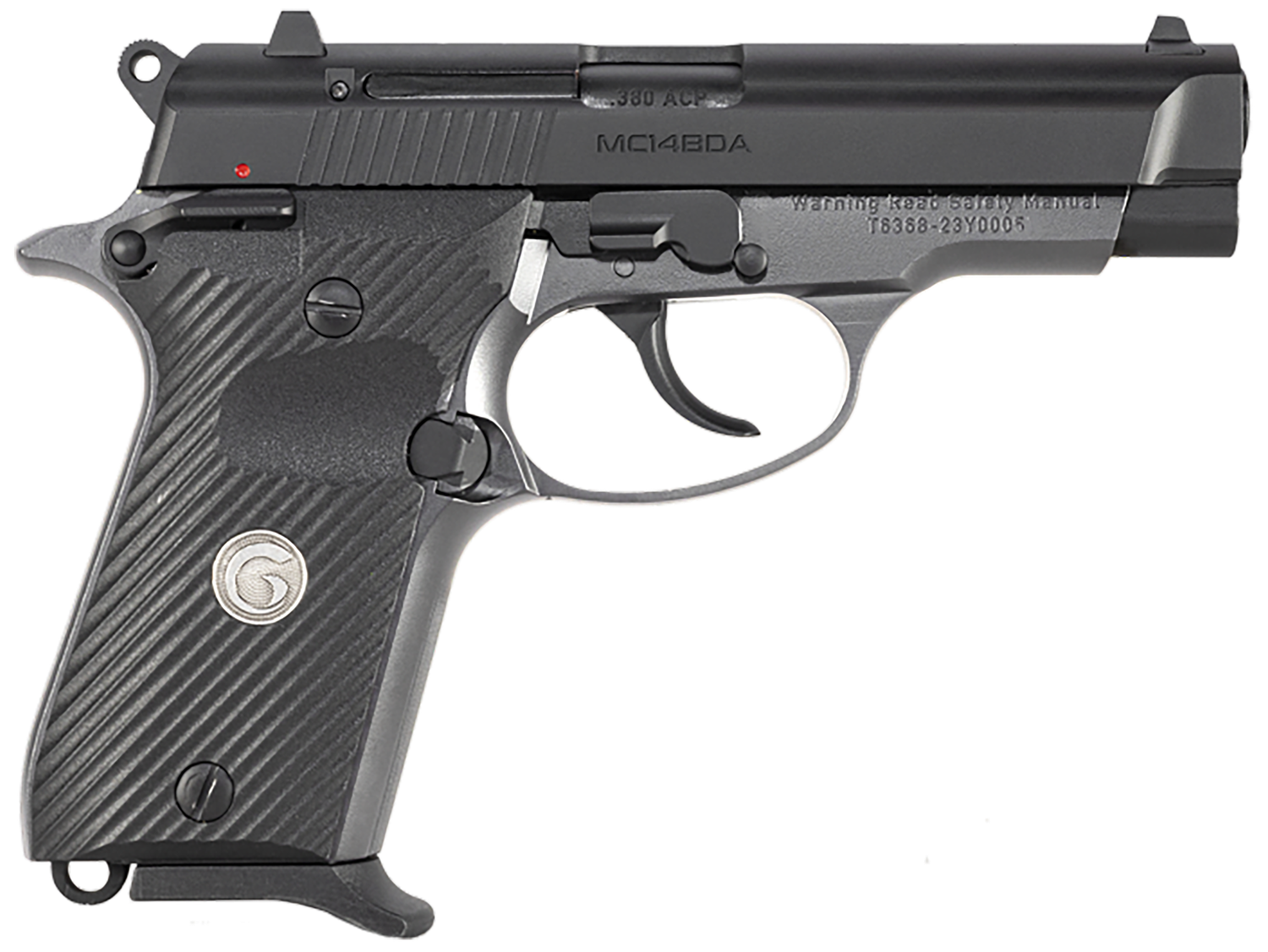 EAA MC14BDA Pistol 390817, 380 ACP, 3.80in, Black Polymer Grips, Stainless Finish, 13 Rds