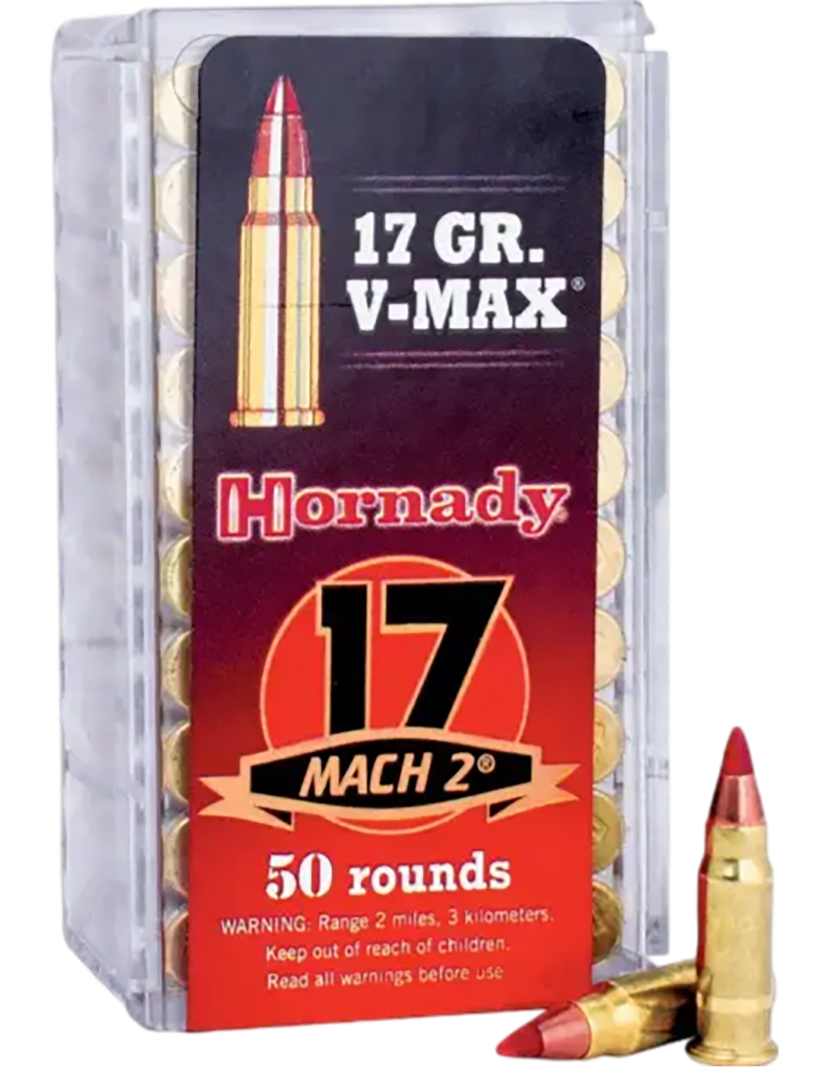 Hornady Varmint Express Rimfire Ammunition 83177, 17 MACH 2, V-Max, 17 GR, 2100 fps, 50 Rd/bx