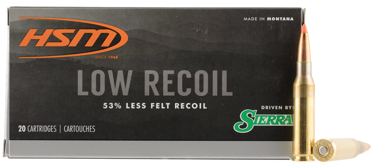 HSM Low Recoil Rifle Ammunition 7MM0810N, 7mm-08 Remington, Ballistic Tip, 140 GR, 2320 fps, 20 Rd/Bx