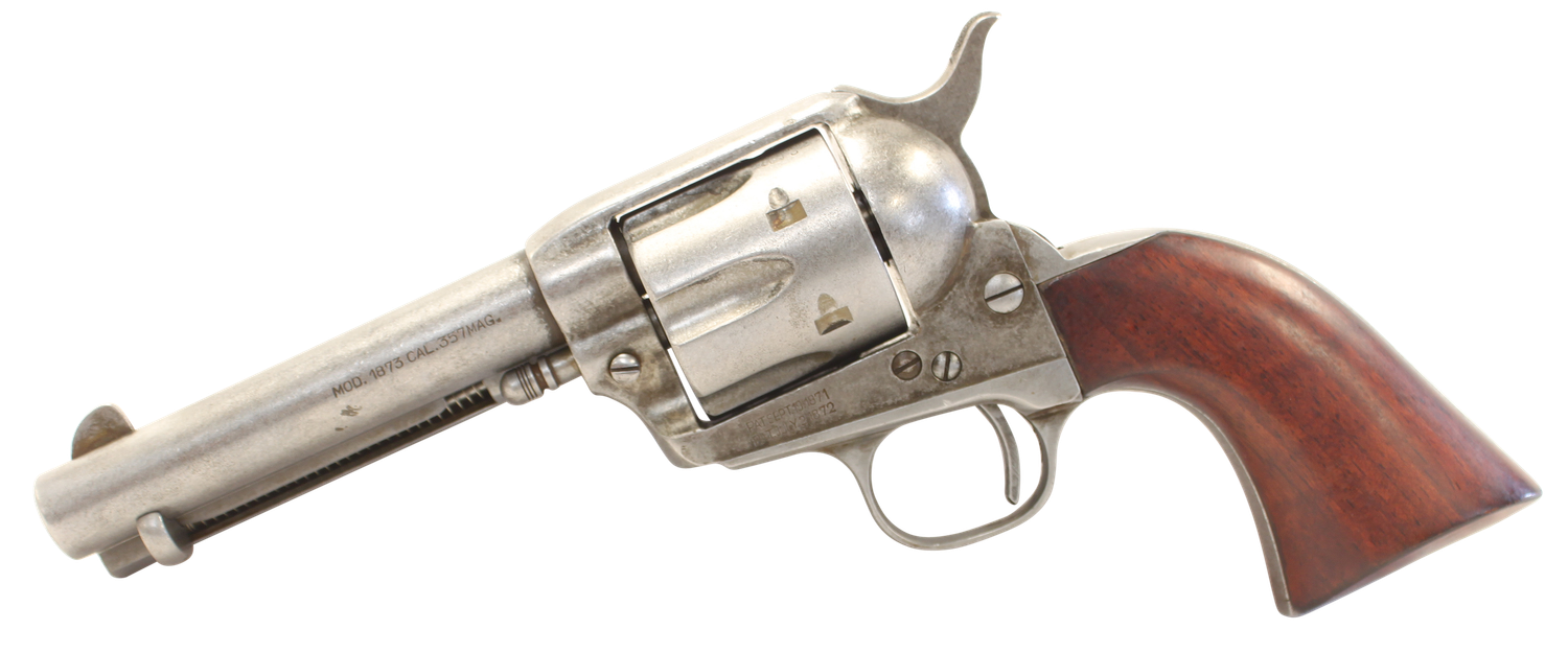 Taylors 1873 Cattleman Antique Revolver 555136, 357 Mag, 4.75", Walnut Grip, Antique Steel Finish, 6 Rd