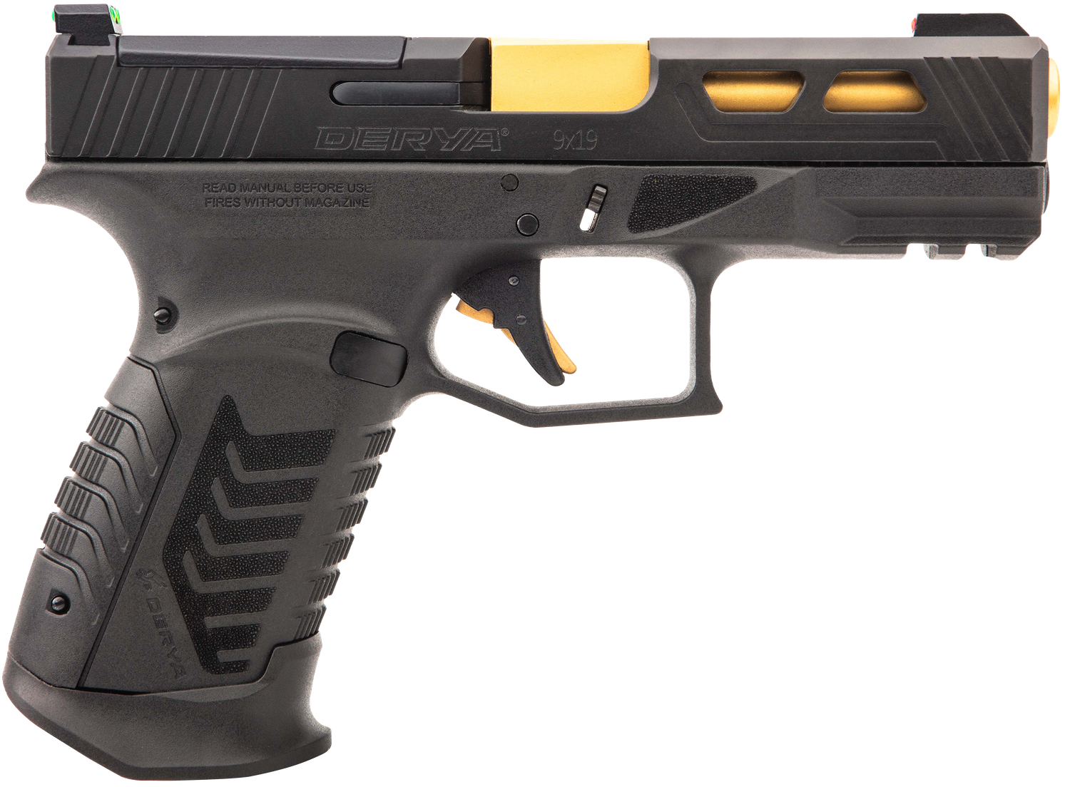 Derya DY9 Pistol 10LDY9GUS, 9mm Luger, 4.02in, Interchangeable Backstrap, Black Finish, 10 Rds