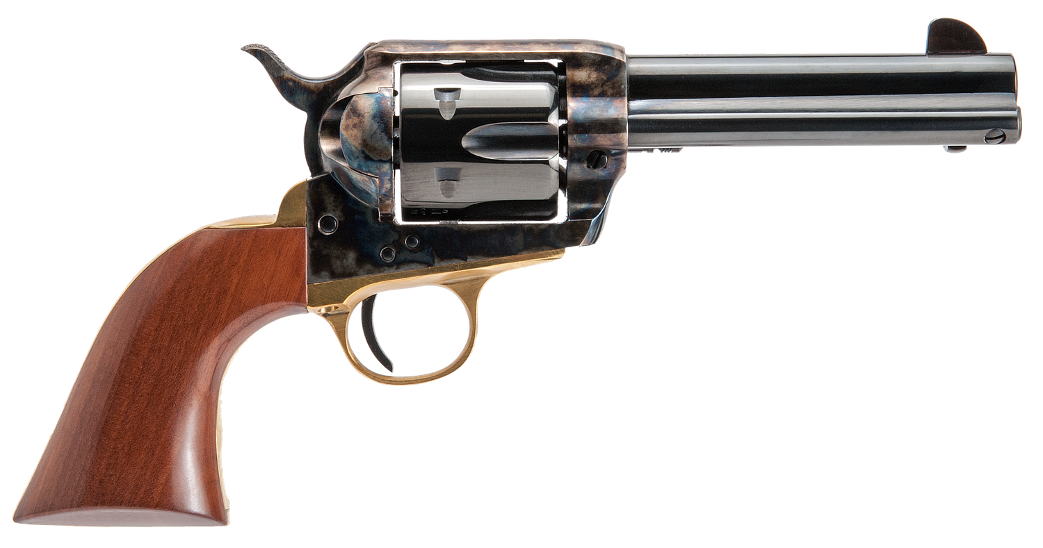 Cimarron Pistolero Pre-War 1896-1940 SAO Revolver PPP45, 45 Colt (LC), 4.75", Case Hardened Finish, 6rd