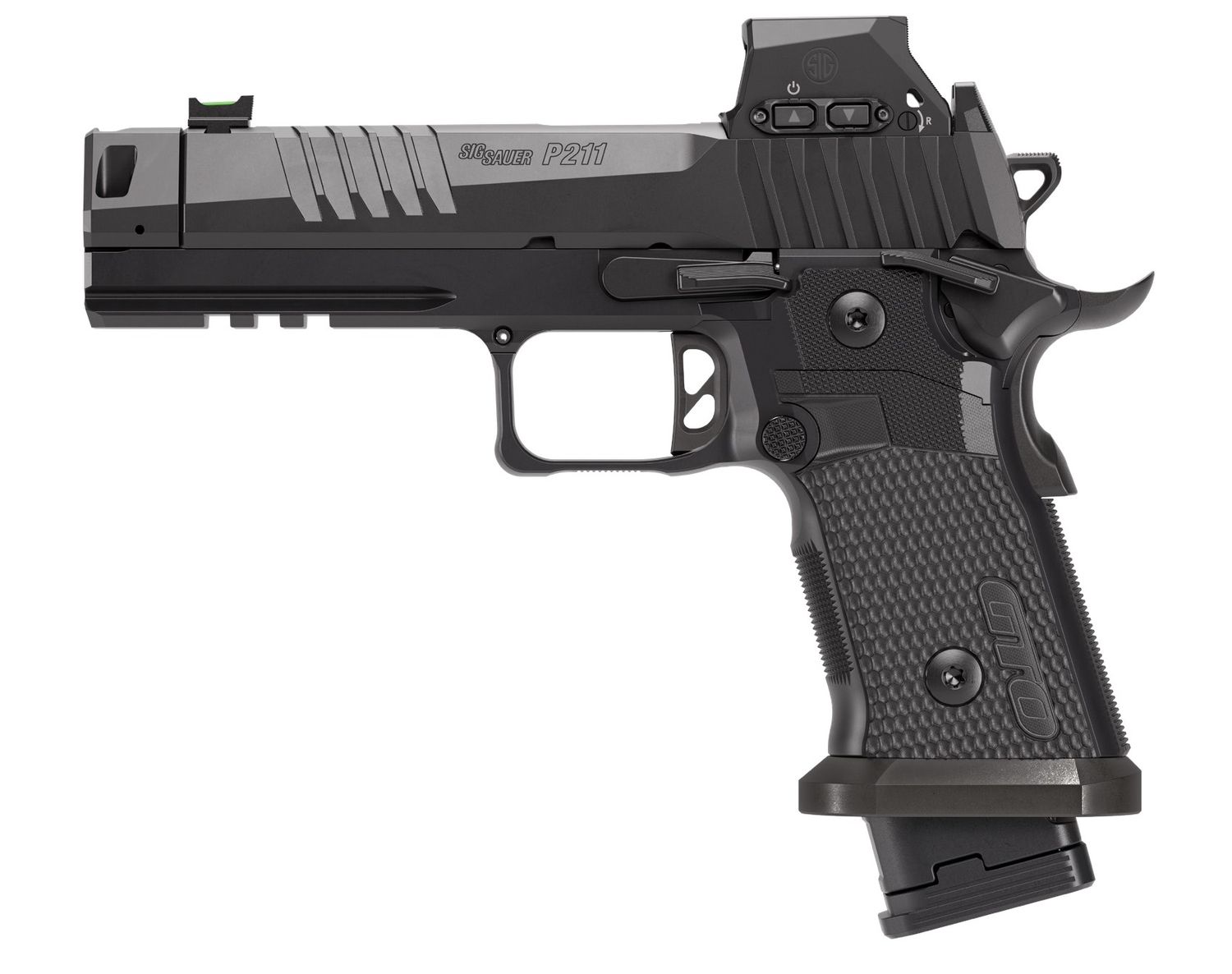 Sig Sauer P211-GTO RXSL Pistol 211F-9-GTO-B-RXSL, 9mm, 4.4in Bull Barrel, Aluminum/G-10 Grips, w/RomeoX, 21 Rds