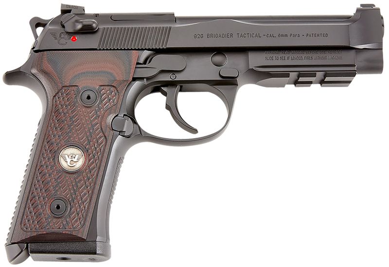 Wilson Combat 92G Vertec/Brigadier Tactical Pistol BER92VT9, 9mm Luger, 4.70in, Serrated Slide & Black Cherry G10 Grips, Black Finish, 15 Rds