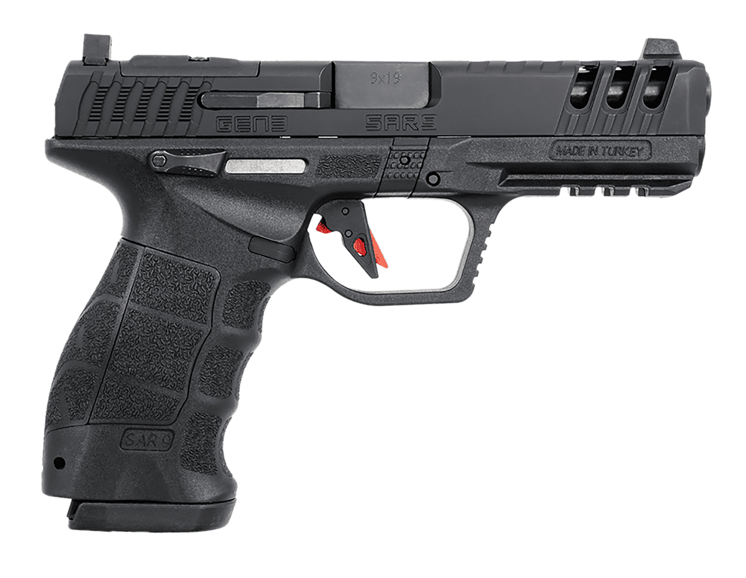 SAR USA SAR9 Gen3 Pistol SAR9G3BL, 9mm Luger, 4.40in, Black Polymer Grips, Black Cerakote Finish, 17 Rds