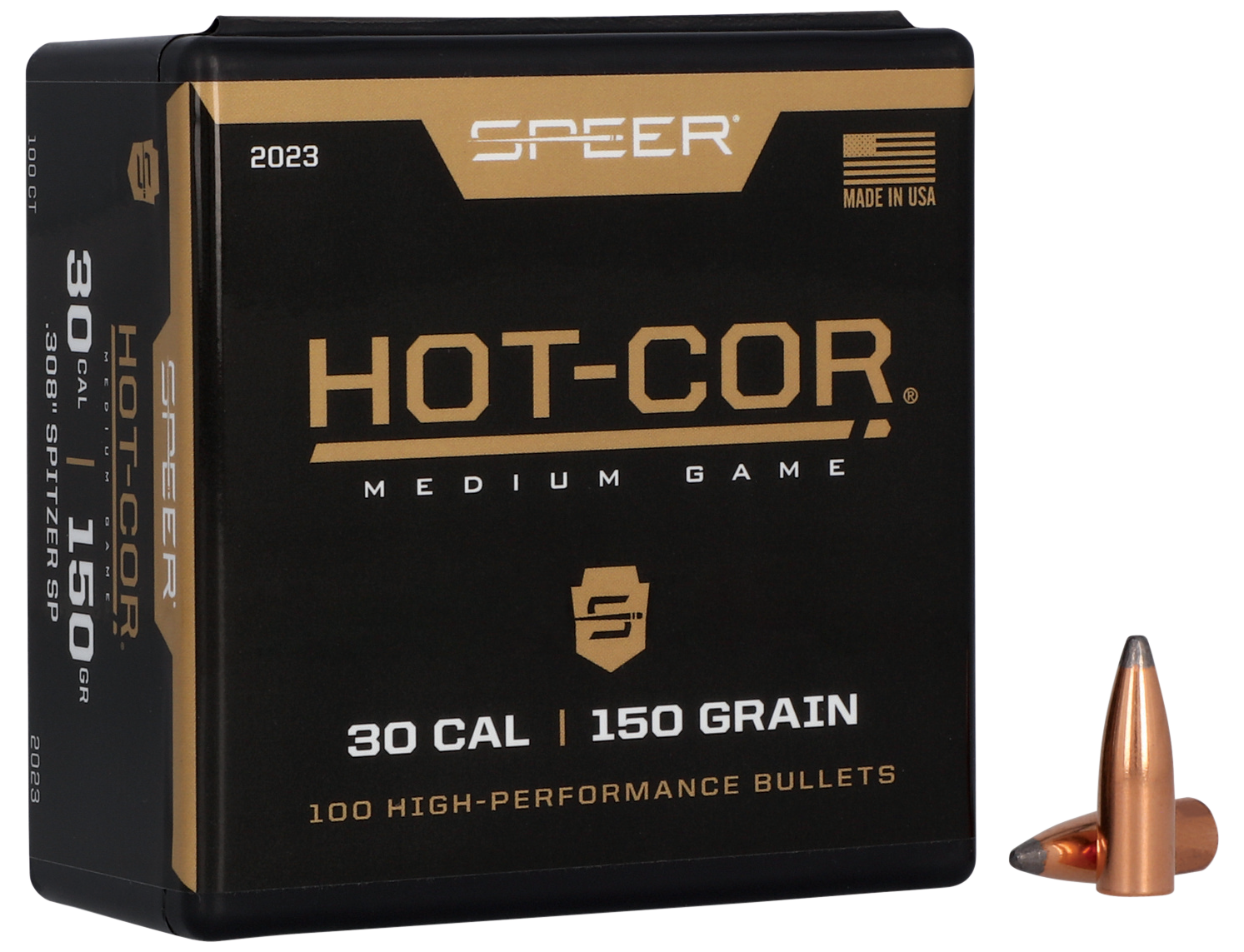 Speer 30 Caliber 150 Grain Spitzer 100/Box (2023), Not Loaded