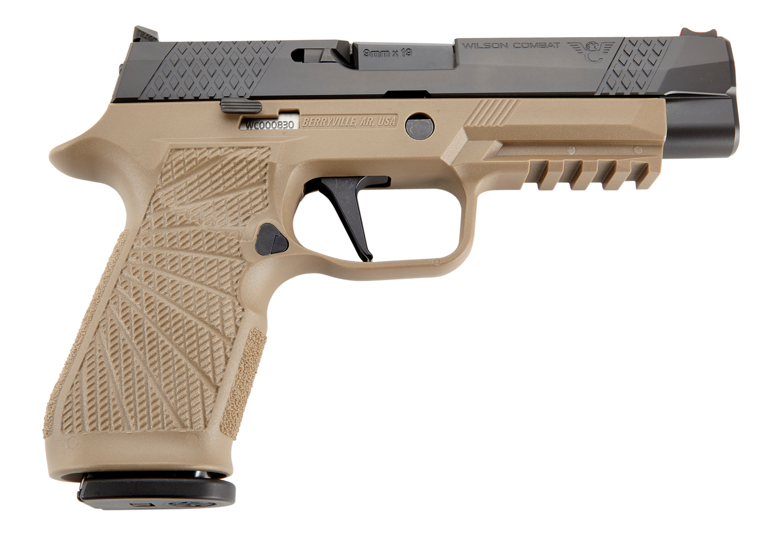 Wilson Combat Sig P320 Pistol WCP320F9T, 9mm, 4.7 in, FDE Grip, Black Finish, 17 Rd