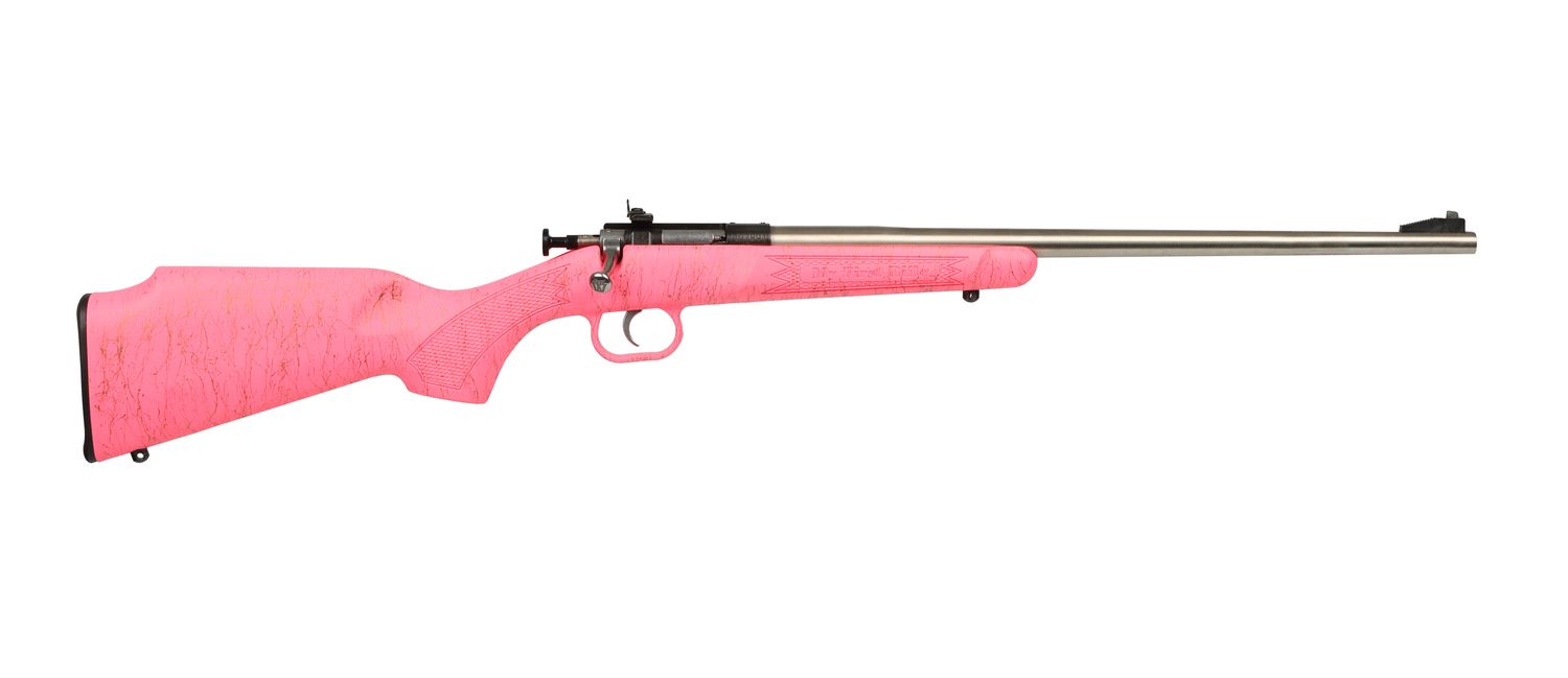 Keystone Sporting Crickett Rifle KSA2441, 22LR, 16.125", Synthetic Pink W/gold Webbing Stock, 1 Rd