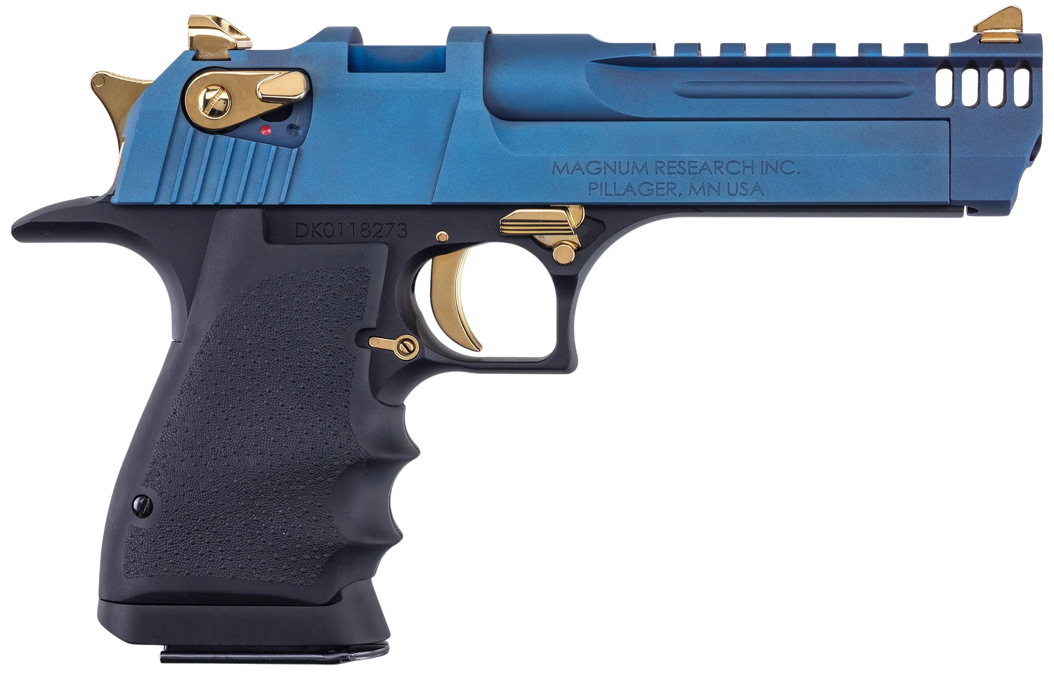 Magnum Research Desert Eagle L5 Pistol DE44L5CBG, 44 Magnum, 5.0in, Rubber Grips, Carbo Blue PVD, 8 Rds