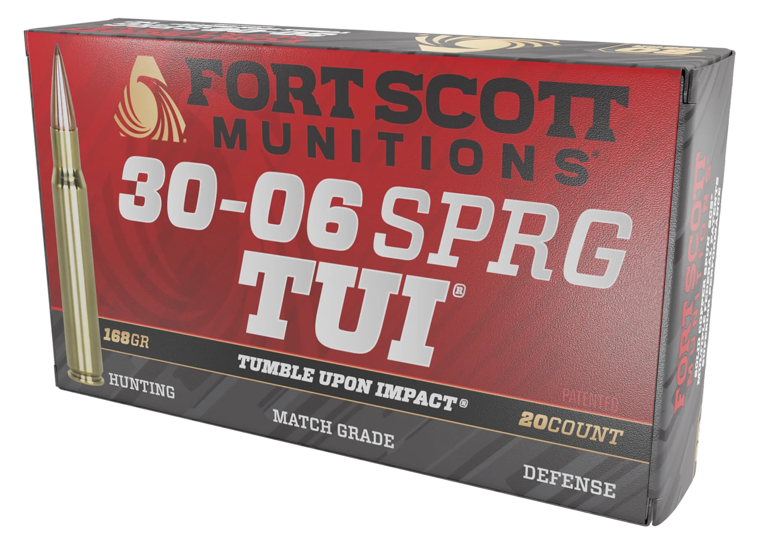 Fort Scott Munitions TUI Rifle Ammunition 3006168SCV, 30-06 Springfield, Solid Copper Spun, 168 gr, 2719 fps, 20 Rd/Bx