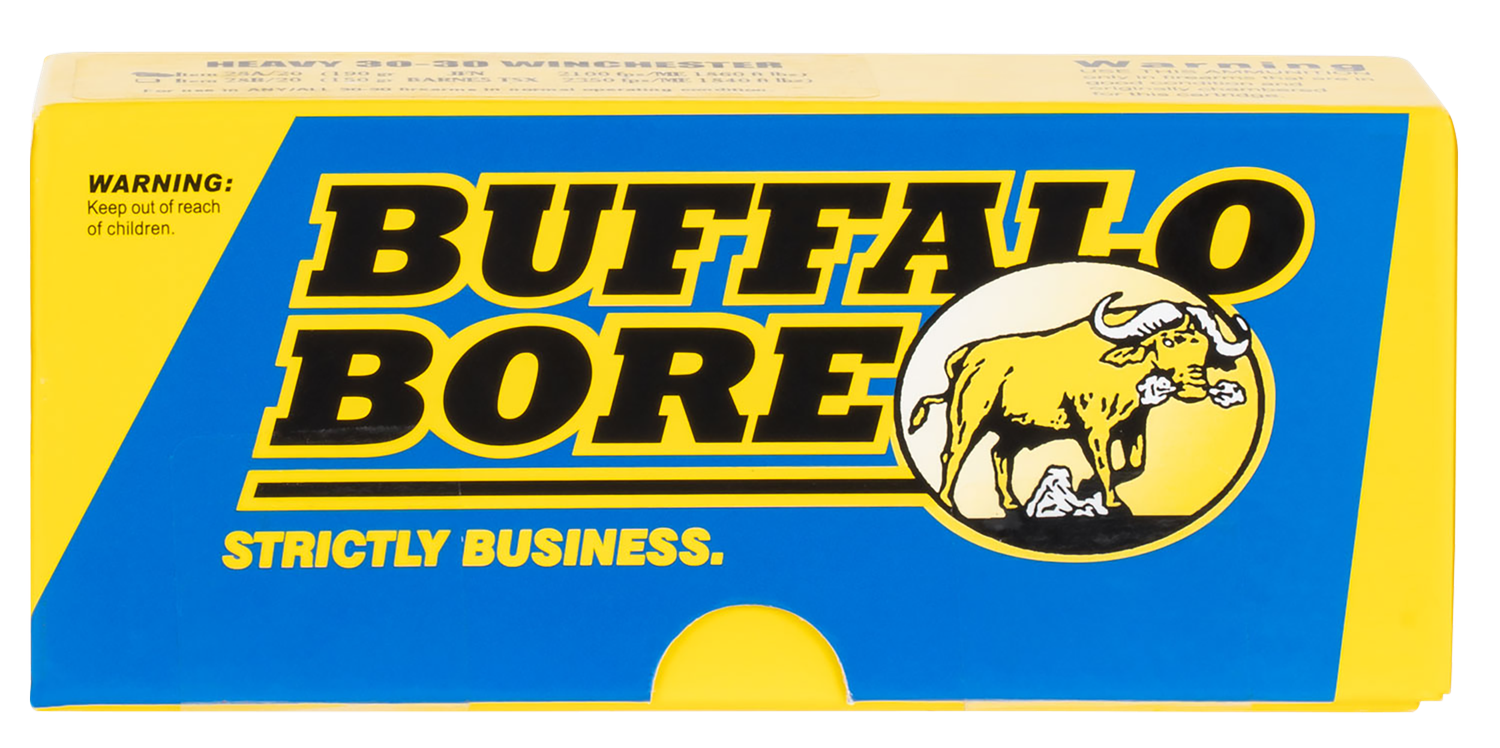 Buffalo Bore Outdoorsman Pistol Ammunition 24L/20, 9mm Luger, Hard Cast Flat Nose, 147 GR, 1100 fps, 20 Rd/Bx