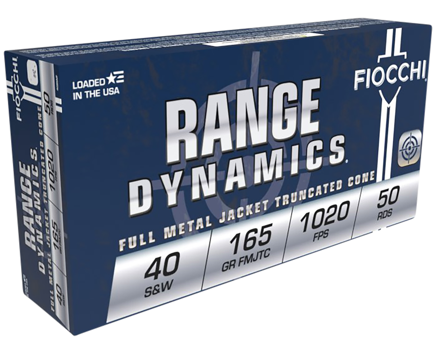 Fiocchi Shooting Dynamics Pistol Ammunition 40SWFUS, 40 S&W, Full Metal Jacket (FMJ), 165 GR, 1020 fps, 50 Rd/bx