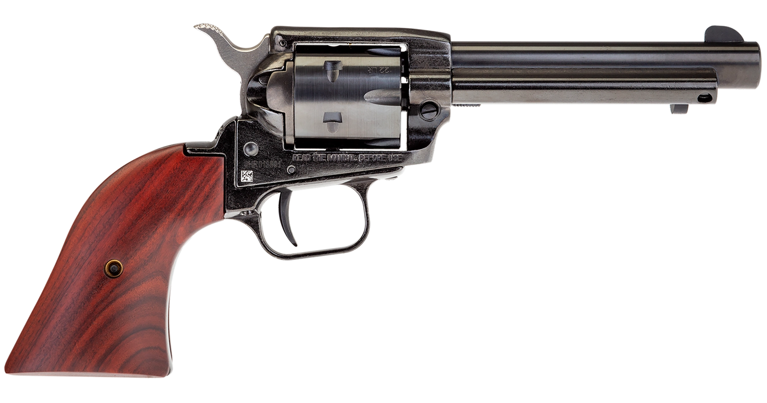 Heritage Rough Rider Single Action Rimfire Revolver RR22B4, 22 LR, 4 3/4", Wood Grip, Blue Finish, 6 Rd
