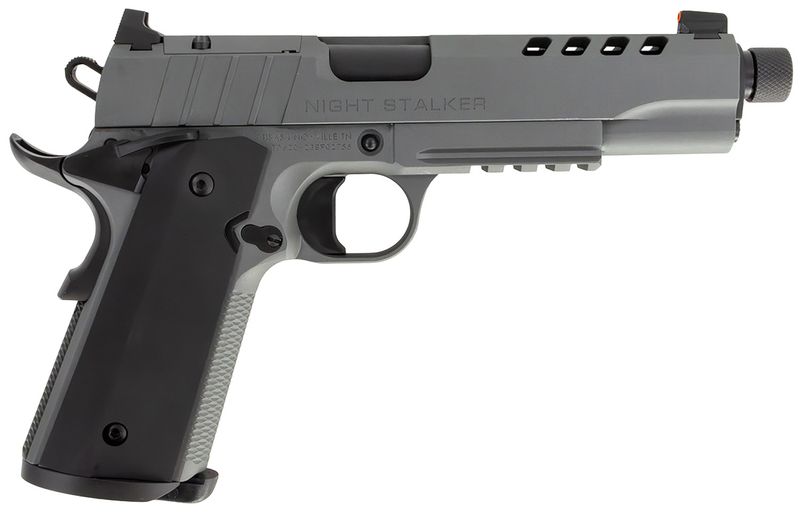 Tisas Night Stalker SF Pistol 10100556, 45 ACP, 5in, Black Anodized Aluminum, Gray Cerakote Finish, 8 Rds