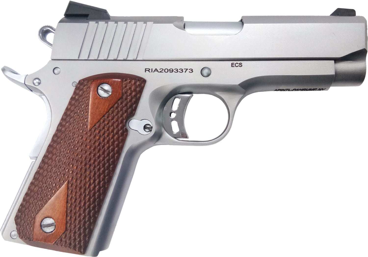Rock Island Armory M1911 CS Tactical Pistol 51868, 45 ACP, 3.6in, Double Diamond Checkered Wood Grips, 7 Rds