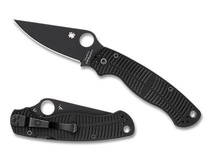 Spyderco Para-Military 2 Flat Ground Plain Folding Knife w/Plain Edge & G10 Black Handle (C81GMCBKP2)