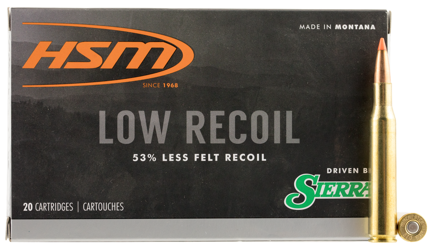 HSM Low Recoil Rifle Ammunition 27014N, 270 Winchester, Ballistic Tip, 130 GR, 2318 fps, 20 Rd/Bx