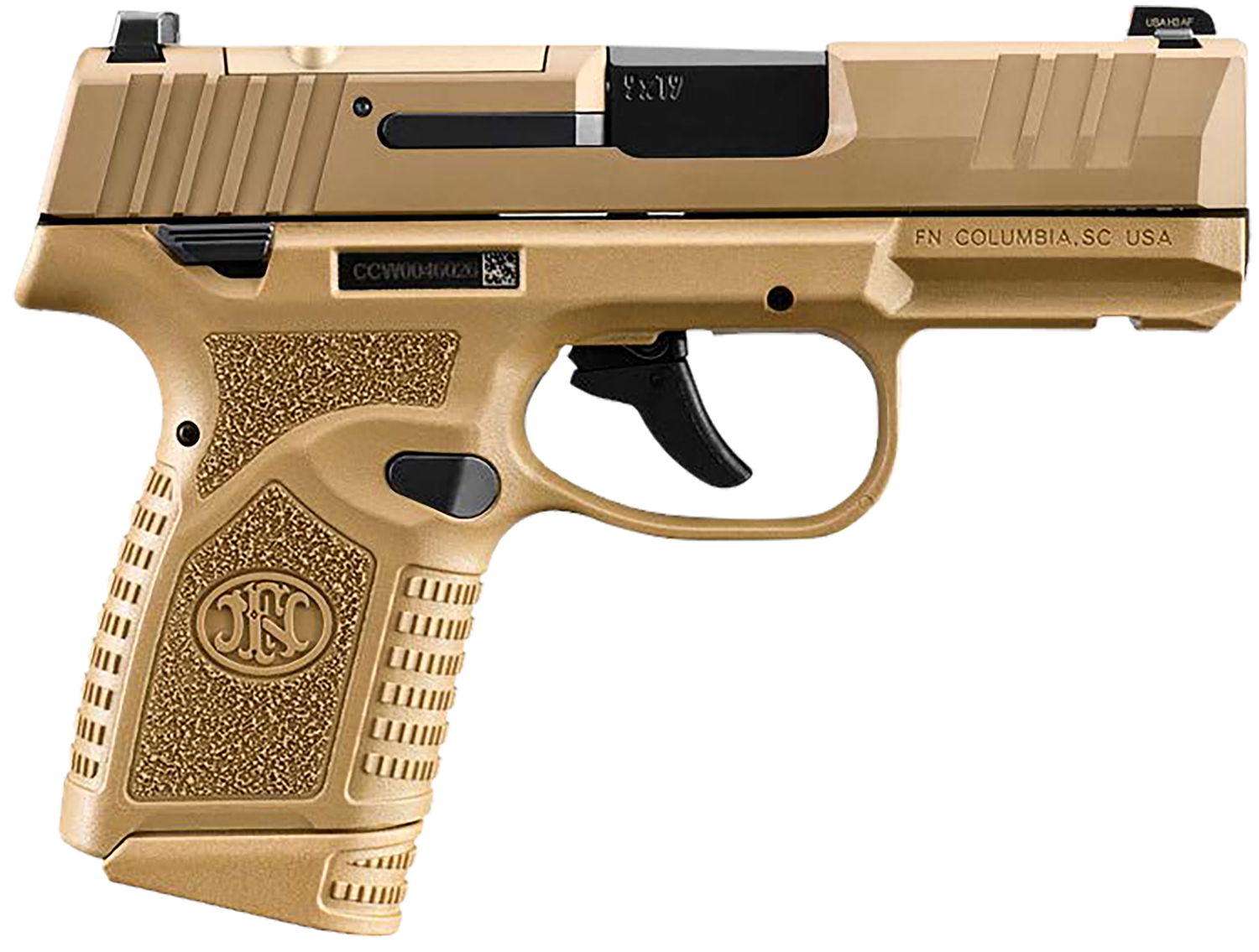 FN Herstal Reflex MRD Optic Ready Pistol 66101423, 9mm Luger, 3.30in, FDE Stippled, Flat Dark Earth Finish, 10 Rds