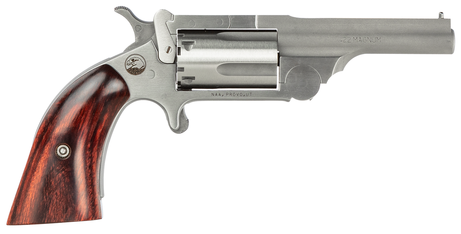 North American Ranger II Revolver 22MR250, 22 Mag, 2.50", Wood Boot Grip, Stainless Finish, 5 Rd