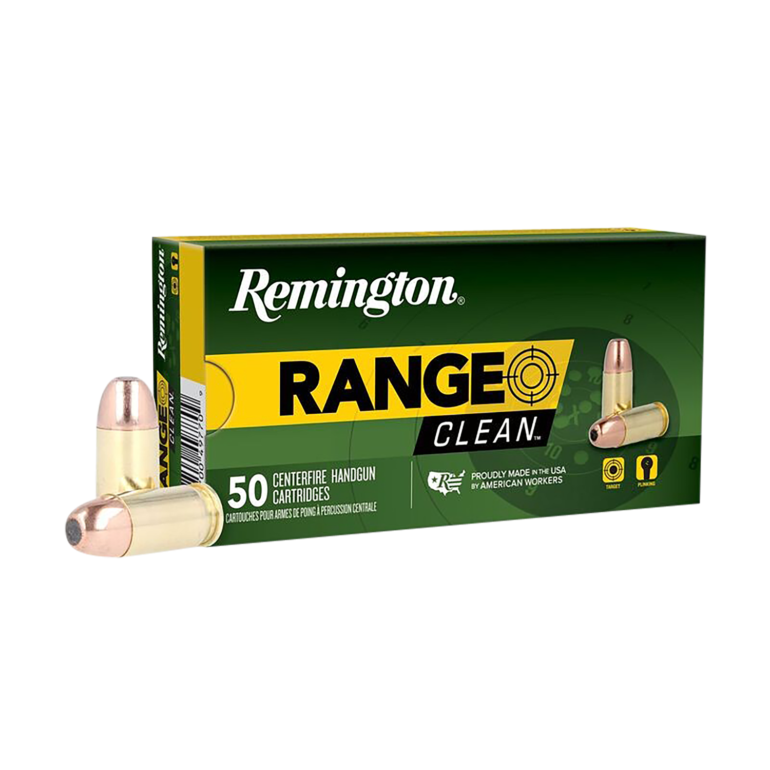 Remington Range Clean Pistol Ammunition RC380AP2, 380 ACP, Flat Nose Enclosed Base, 95 gr, 955 fps, 50 Rd/Bx