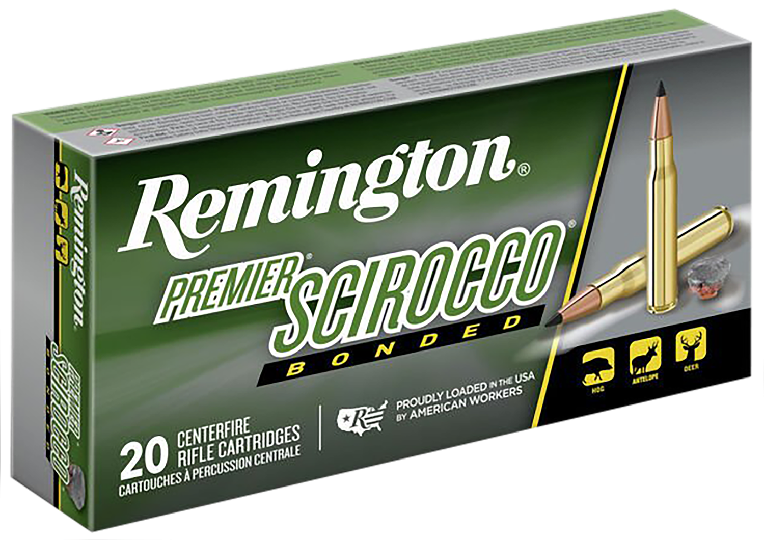 Remington Premier Rifle Ammunition PRSC300WB, 300 Winchester Mag, Swift Scirocco Bonded, 180 GR, 2960 fps, 20 Rd/bx