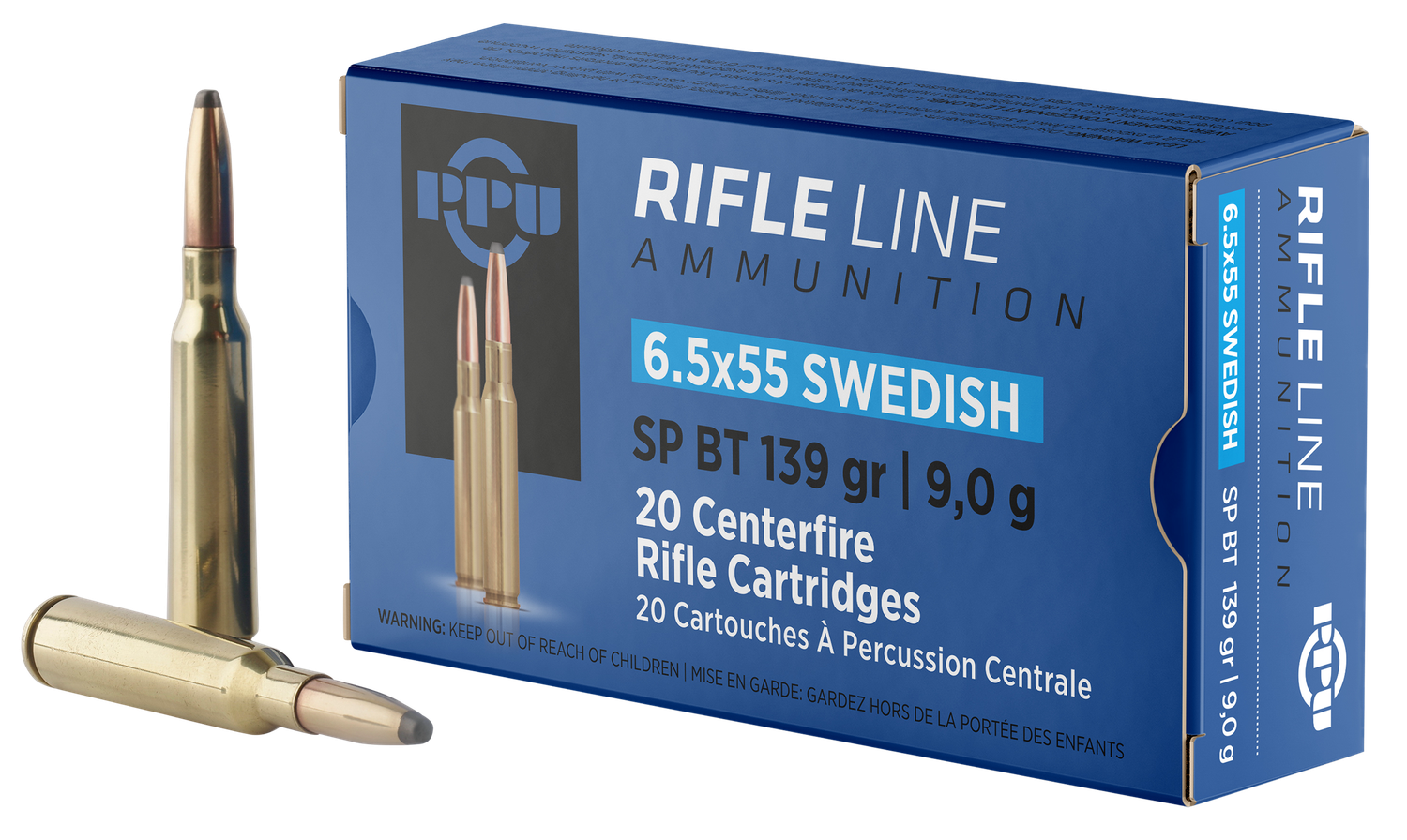 Prvi Partizan Rifle Ammunition PP6SWS, 6.5x55 Swedish, Soft Point Boat Tail, 139 gr, 2540 fps, 20 Rd/Bx