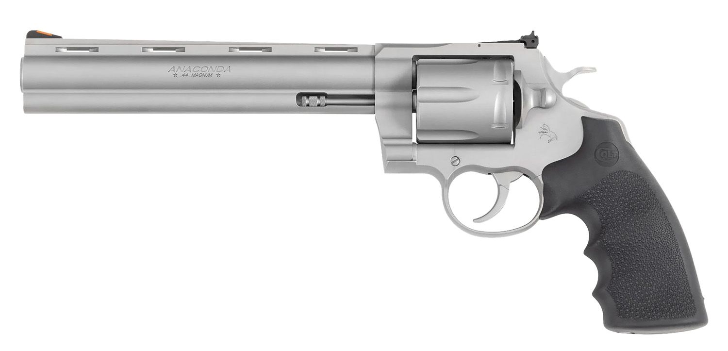 Colt Anaconda Revolver ANACONDASM8RTS, 44 Mag, 8in, Black Grips, Stainless Steel Frame Finish, 6 Rds