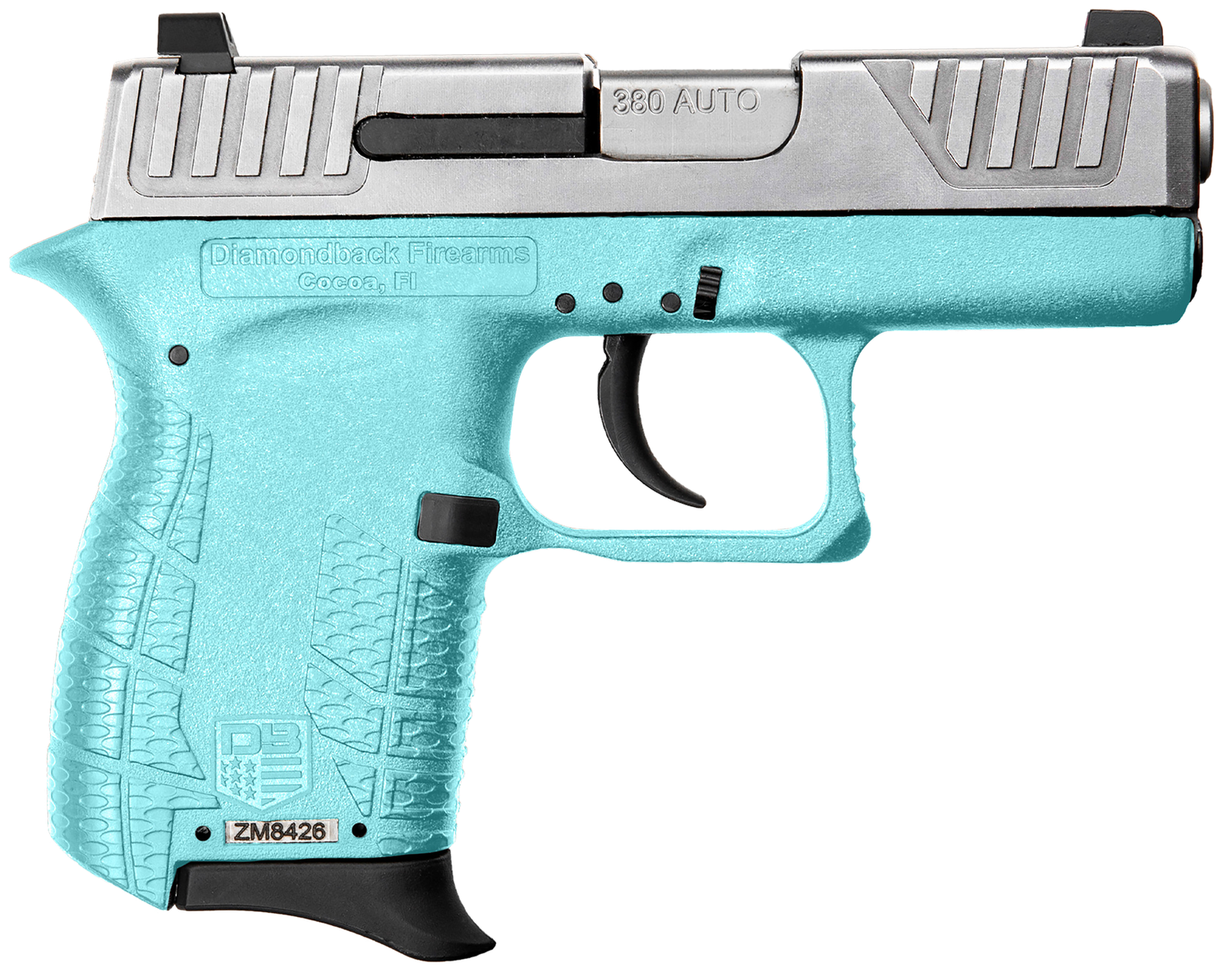 Diamondback DB380 Gen4 Pistol DB0100E092, 380 ACP, 2.80in, Mint Polymer Frame w/Beavertail & Grips, Mint Finish, 6 Rds