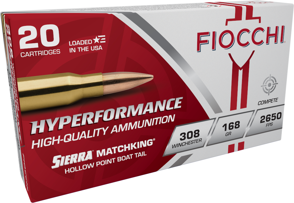 Fiocchi Exacta Match Rifle Ammunition 308MKB, 308 Winchester, Sierra MatchKing BTHP, 168 GR, 2600 fps, 20 Rd/bx
