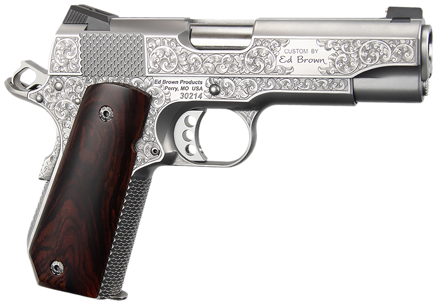 Ed Brown Kobra Carry Signature Edition Pistol KCSSSIG, 45 ACP, 4.25in, Cocobolo Grips, Stainless Finish, 7 Rds